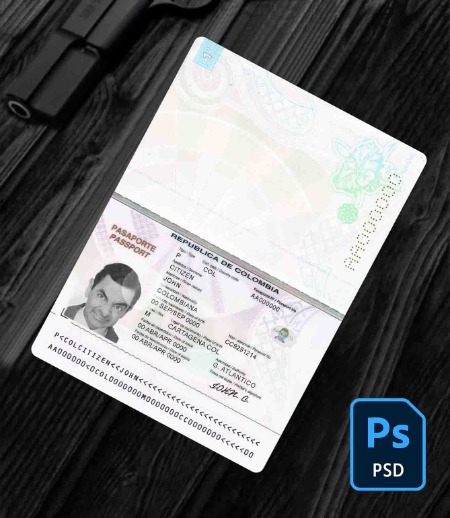 Colombia passport 2018 PSD